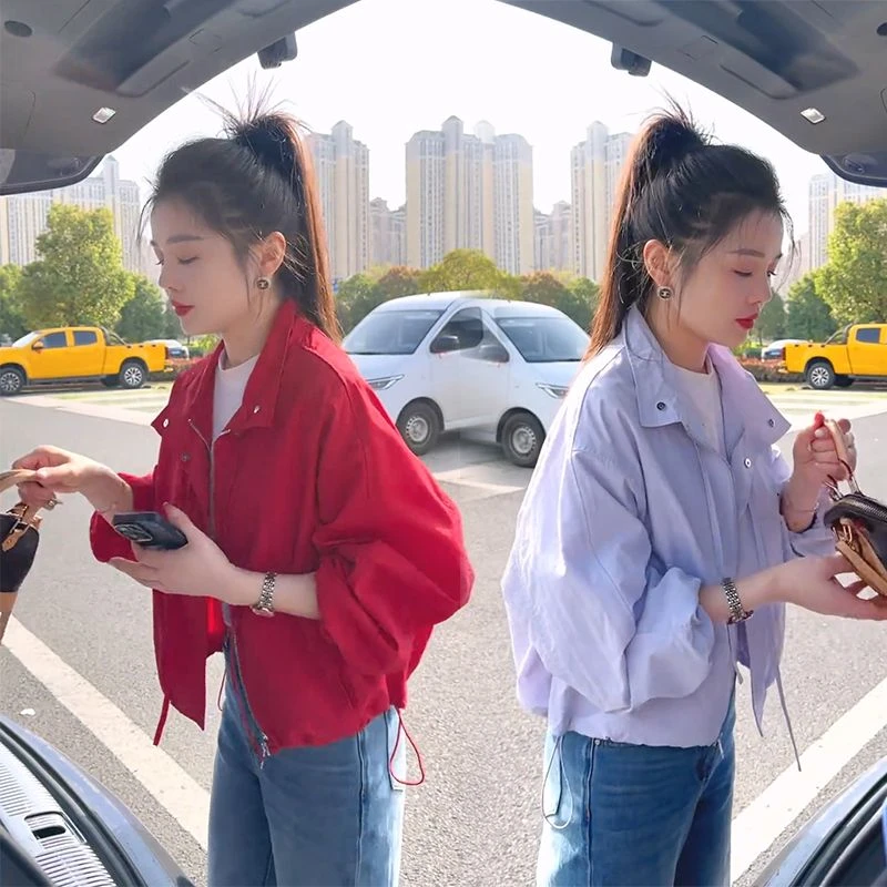 设计感立领短款冲锋衣外套女2025春季新款宽松小个子百搭休闲减龄