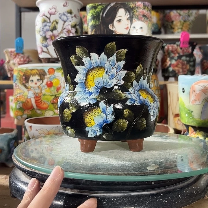 景德镇手绘花盆满38包邮