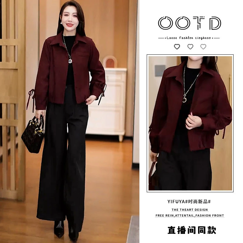 极简风时髦休闲长袖外套女2026年春秋新款小个子修身显瘦翻领上衣