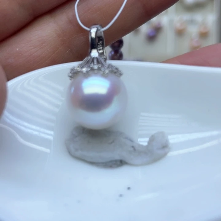 淡水珍珠颈饰银S925镶嵌微**雨