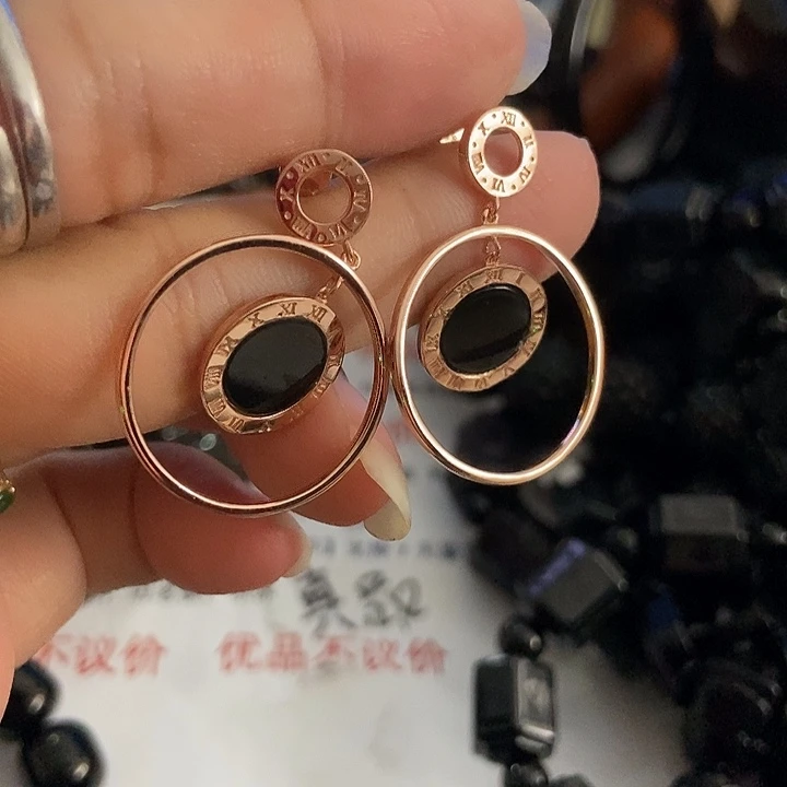 翡翠银S925镶嵌耳饰墨翠