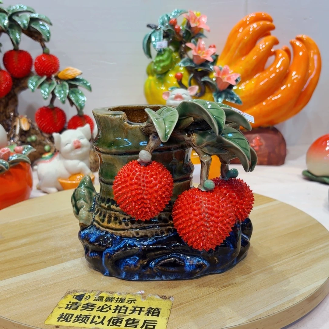 陶瓷竹节荔枝摆件