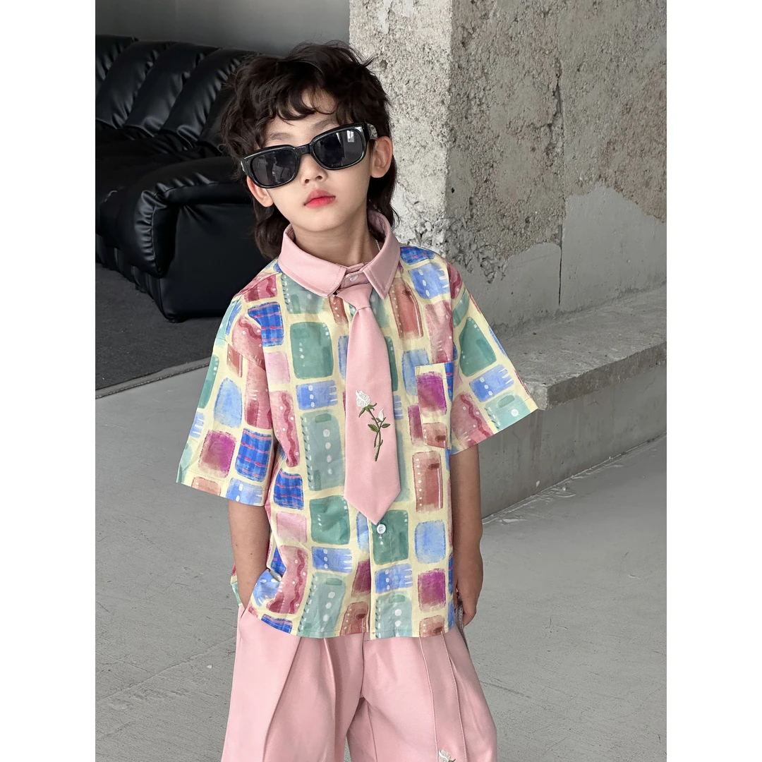 小韩欧巴粉色多巴胺2025夏季薄衬衫春刺绣休闲柔软无袖衬衫25371