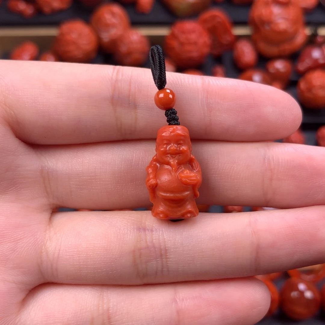 未镶嵌财神爷12.3mm南红玛瑙
