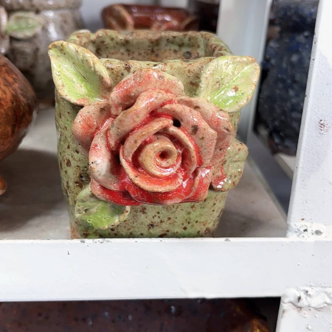 泥塑古镇炻陶花盆