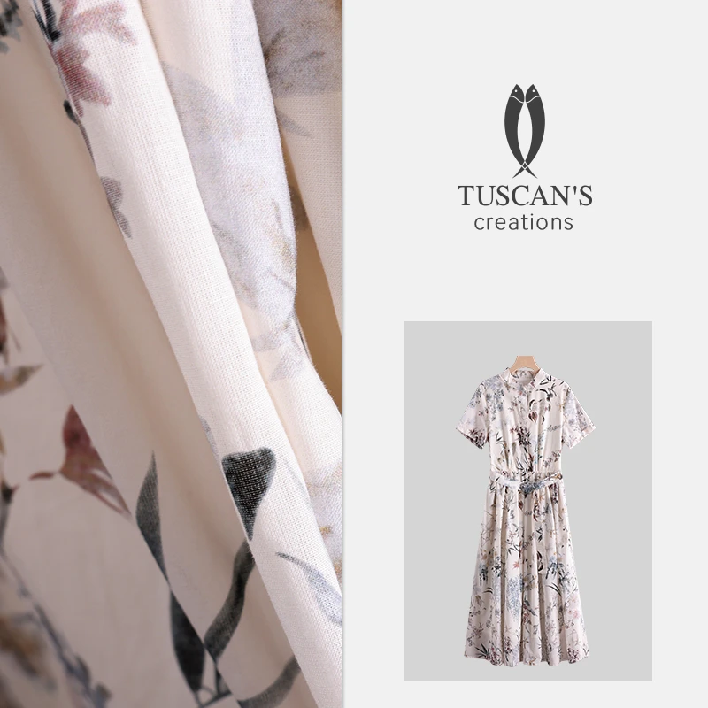 TUSCAN'S CREATIONS显瘦印花连衣裙女士通勤百搭气质裙子时代双鱼