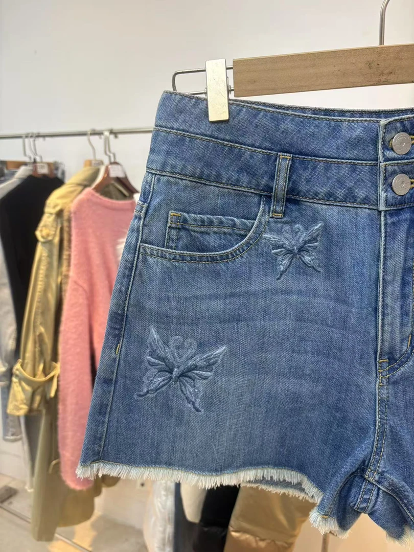 [十一] 蓝色夏季百搭复古磨边牛仔短裤 ZK171