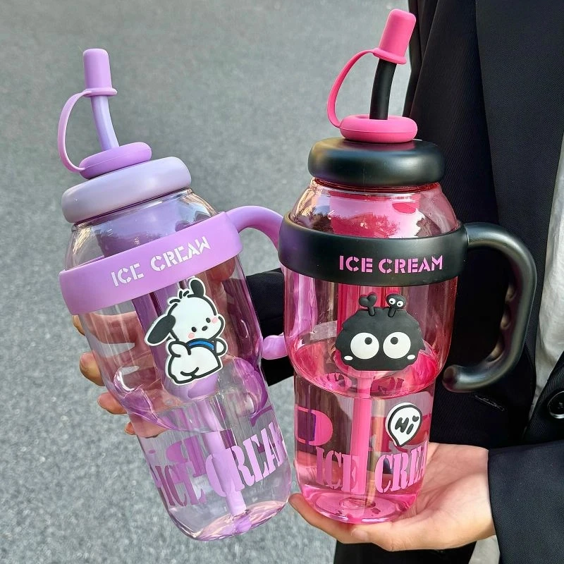 网红便携水杯夏季大容量高颜值女生新款巨无霸冰霸杯可爱吸管杯子