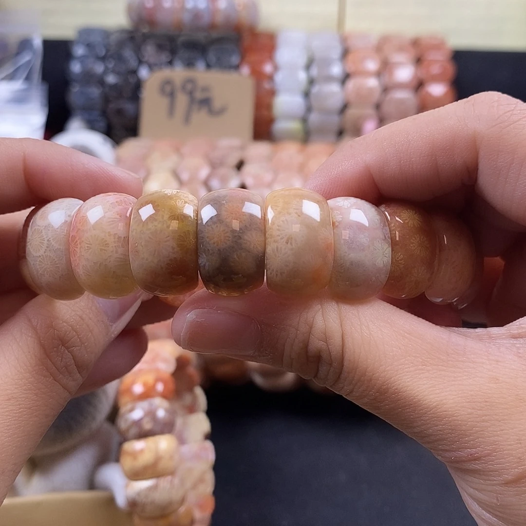 硅化珊瑚（珊瑚玉）未镶嵌手牌19