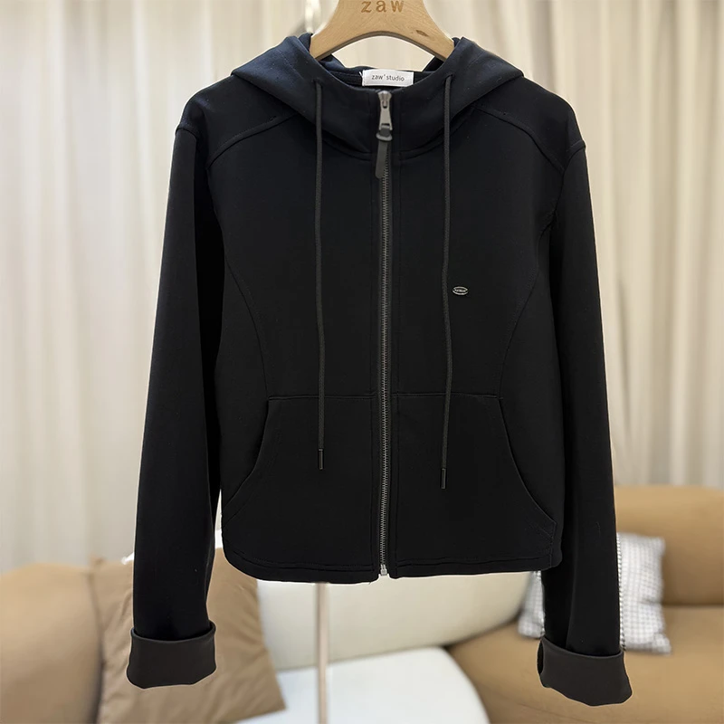 zaw大码春秋卫衣女宽松2025新款连帽胖妹妹显瘦休闲百搭上衣25366