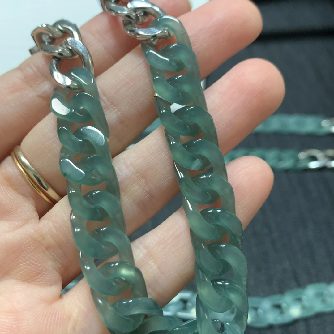 钢***哥未镶嵌定制翡翠翡翠手链6666
