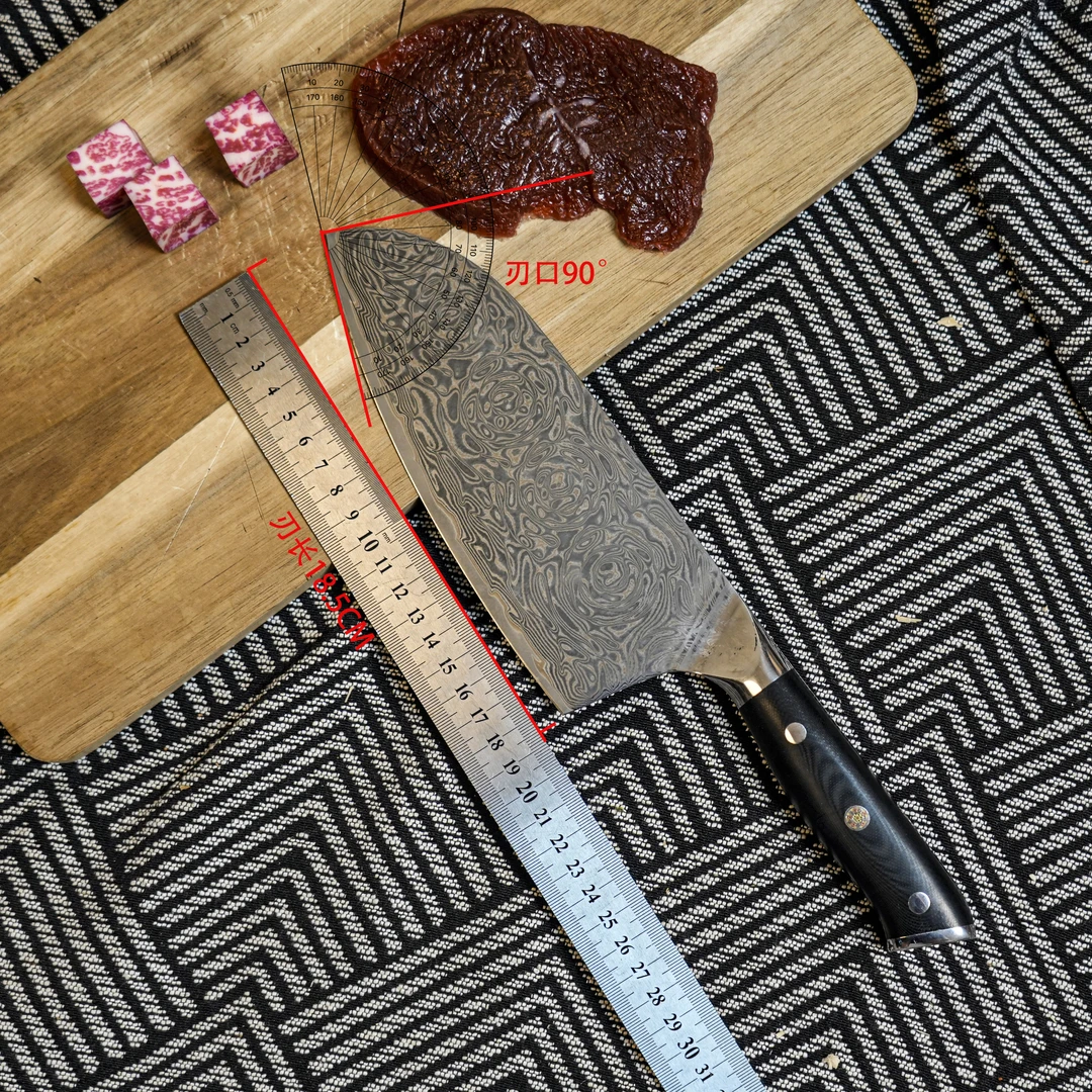 灵迅玫瑰纹大马士革切片菜刀牛刀厨房瓜果蔬菜多功能片刀