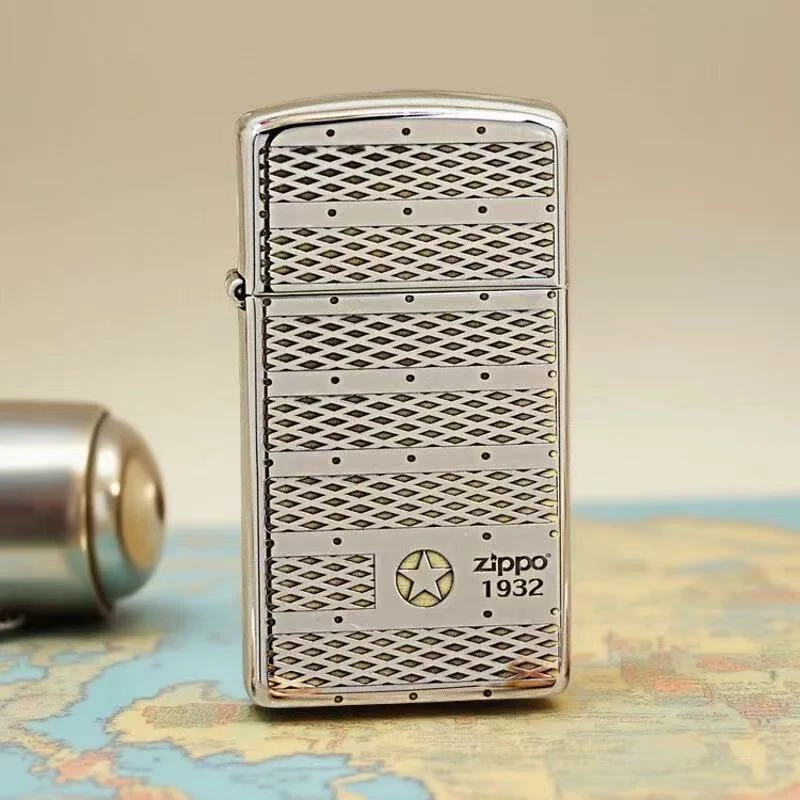 ZIPPO/之宝【窄机军标】金冰双色 精雕刻 纤巧起源标防风打火机DYX1