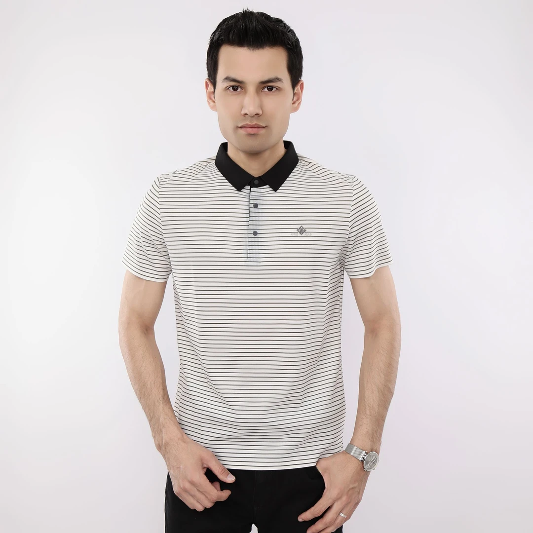 MT0406时尚速干休闲翻领T恤商务条纹t恤Polo衫春夏夏季男士针织