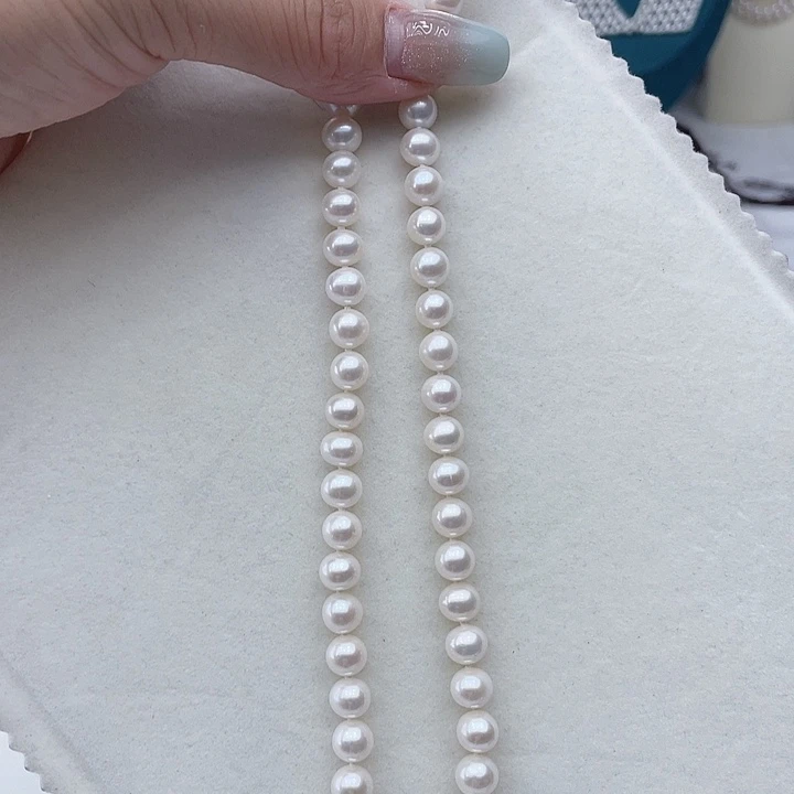 淡水珍珠银S925镶嵌颈饰卡8/9极光炫彩高品