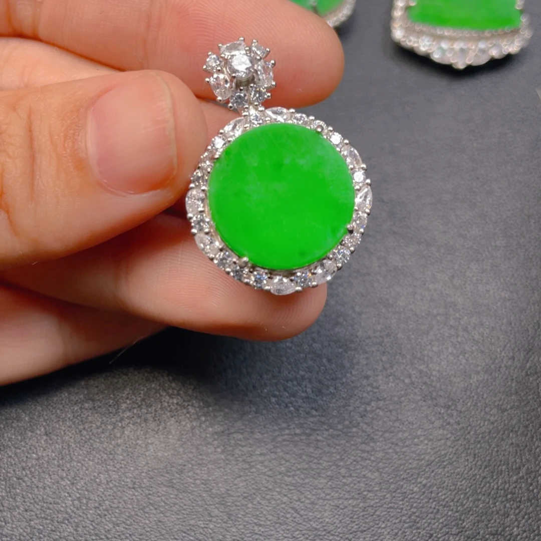 翡翠银S925镶嵌吊坠(不含链)