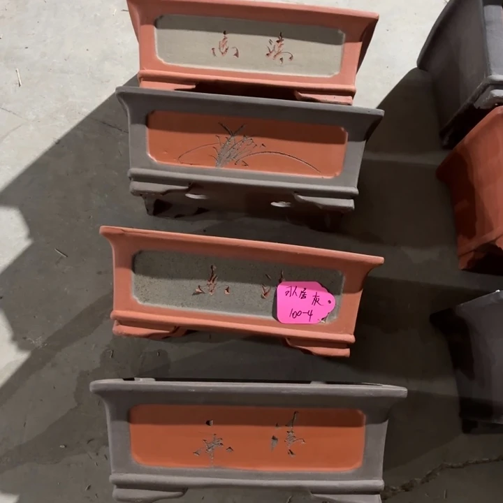 紫砂花盆100-4。   34-23.5-12.5