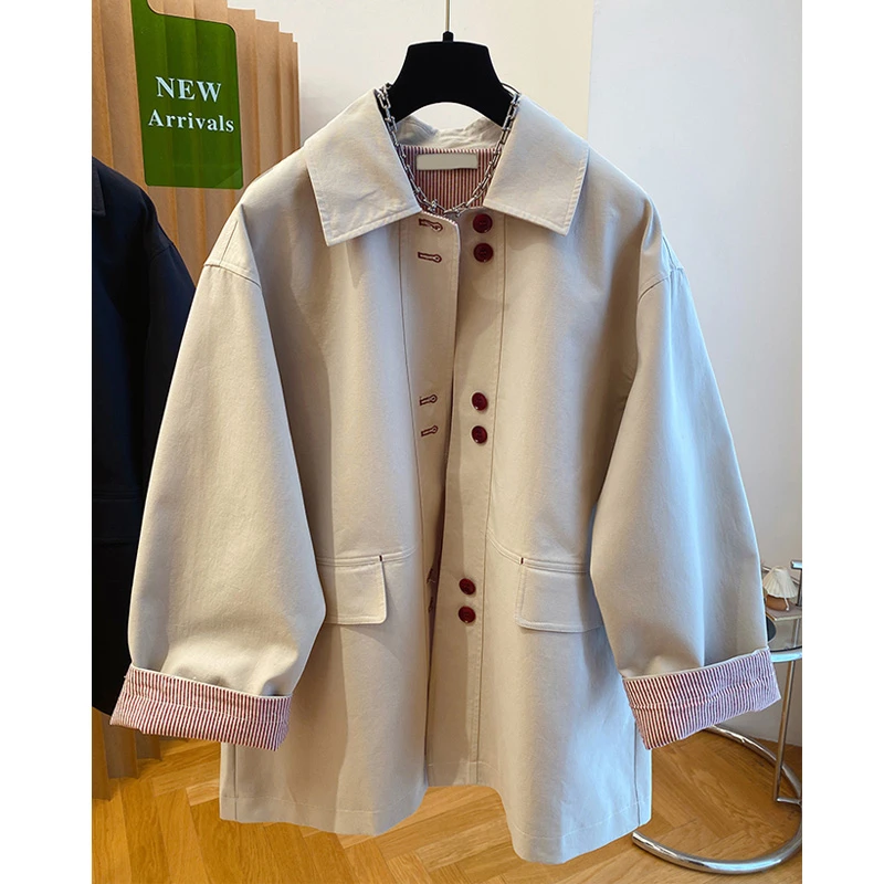 春秋高级感中长款气质时尚风衣外套女装大码休闲文艺上衣百搭潮流