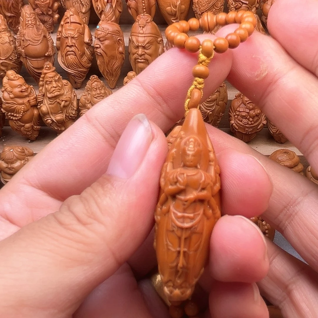 淡***定橄榄核吊坠一套观音