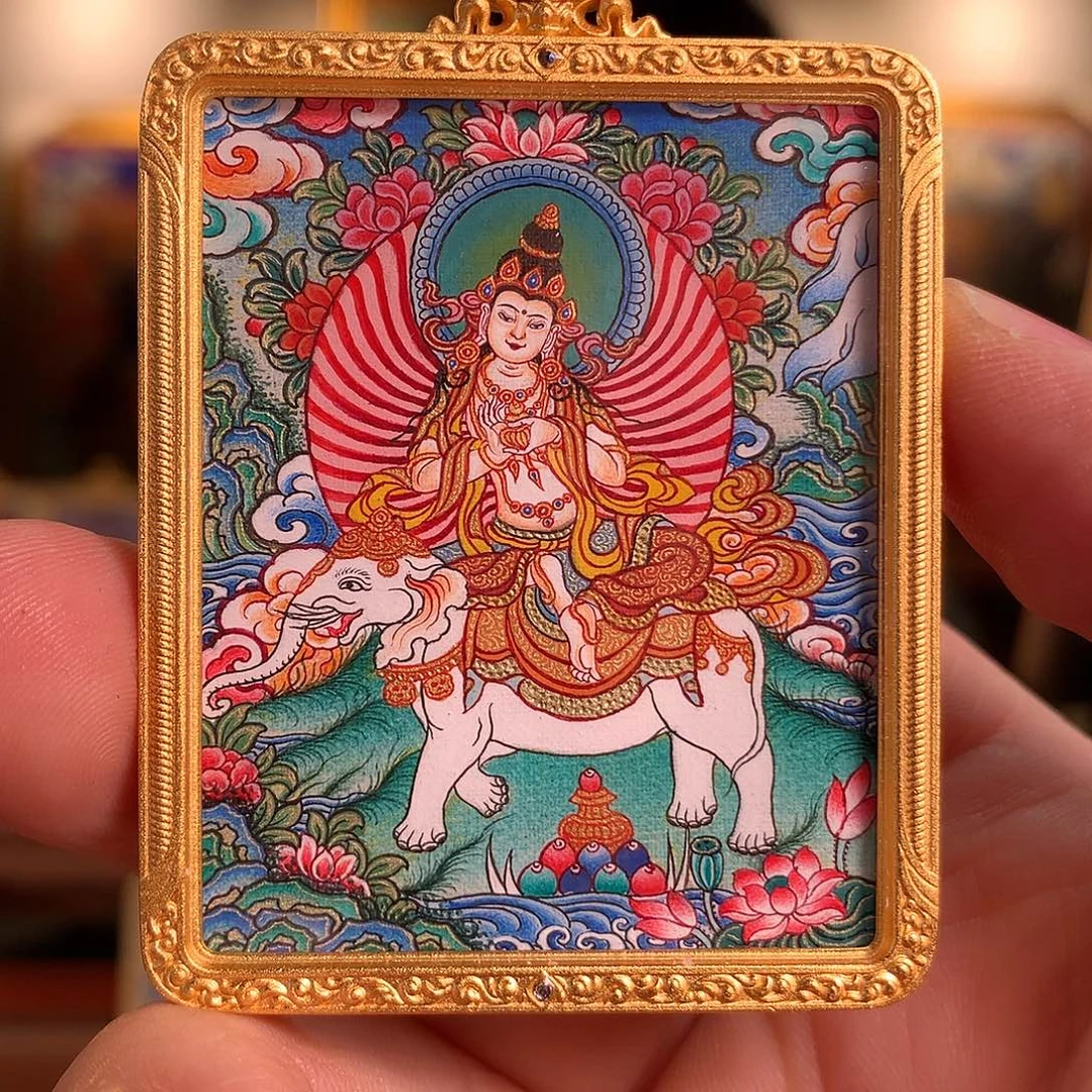 T***a吊坠热贡纯手绘唐卡普贤