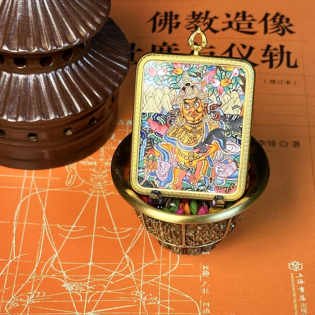 西藏饰品正宗唐卡粗矿砂f眼唐卡高货西藏热贡唐卡非遗吊坠彩绘