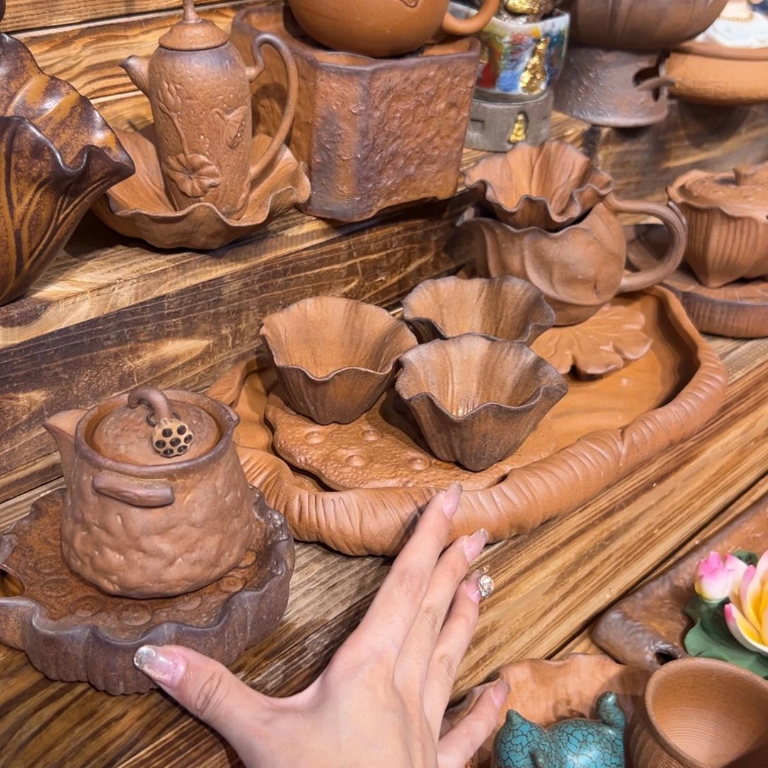裸烧粗陶老岩泥茶具茶壶