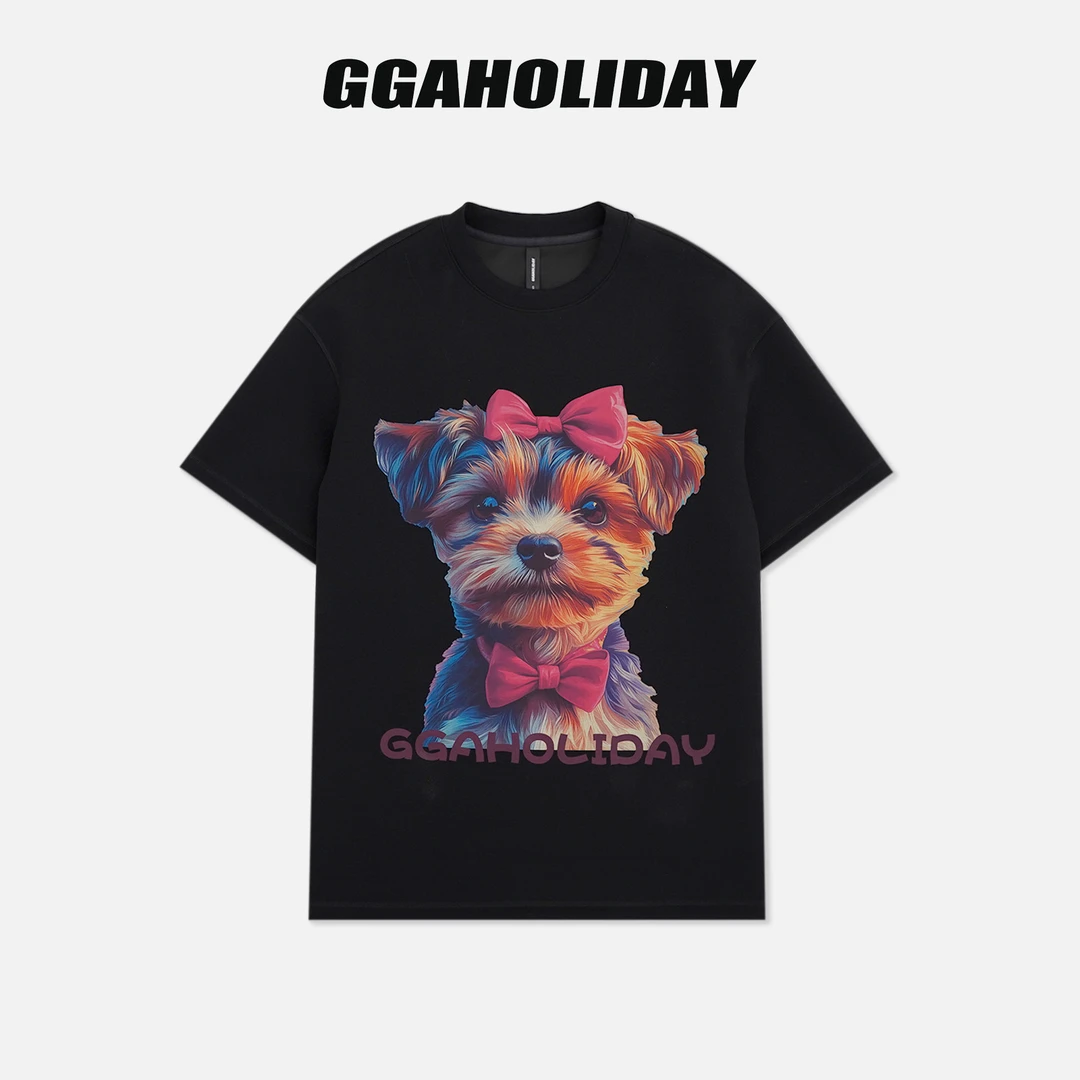 GGAHOLIDAY美式复古时尚宽松百搭复古休闲简约显瘦短袖T裙-154127