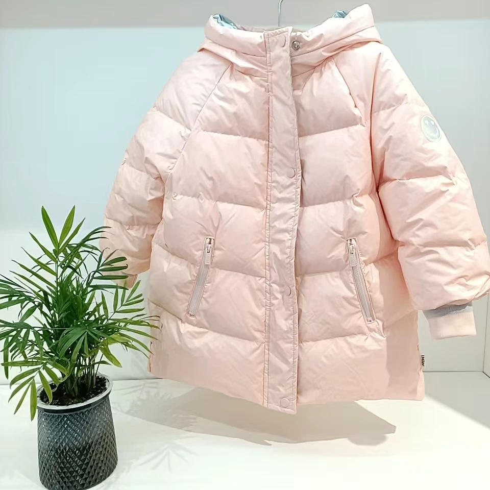 【米乐熊】羽绒服白鸭绒 免洗可擦洗面料中长款连帽净面淑女款百搭