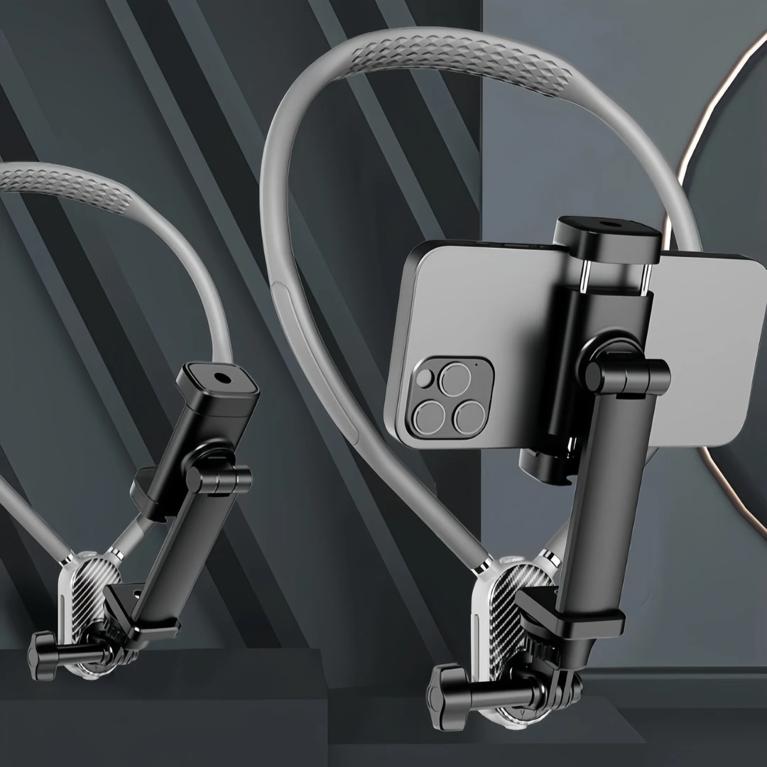 挂脖式夹户外登山跑步多功能第一视角网红挂脖式手机支架挂脖支架