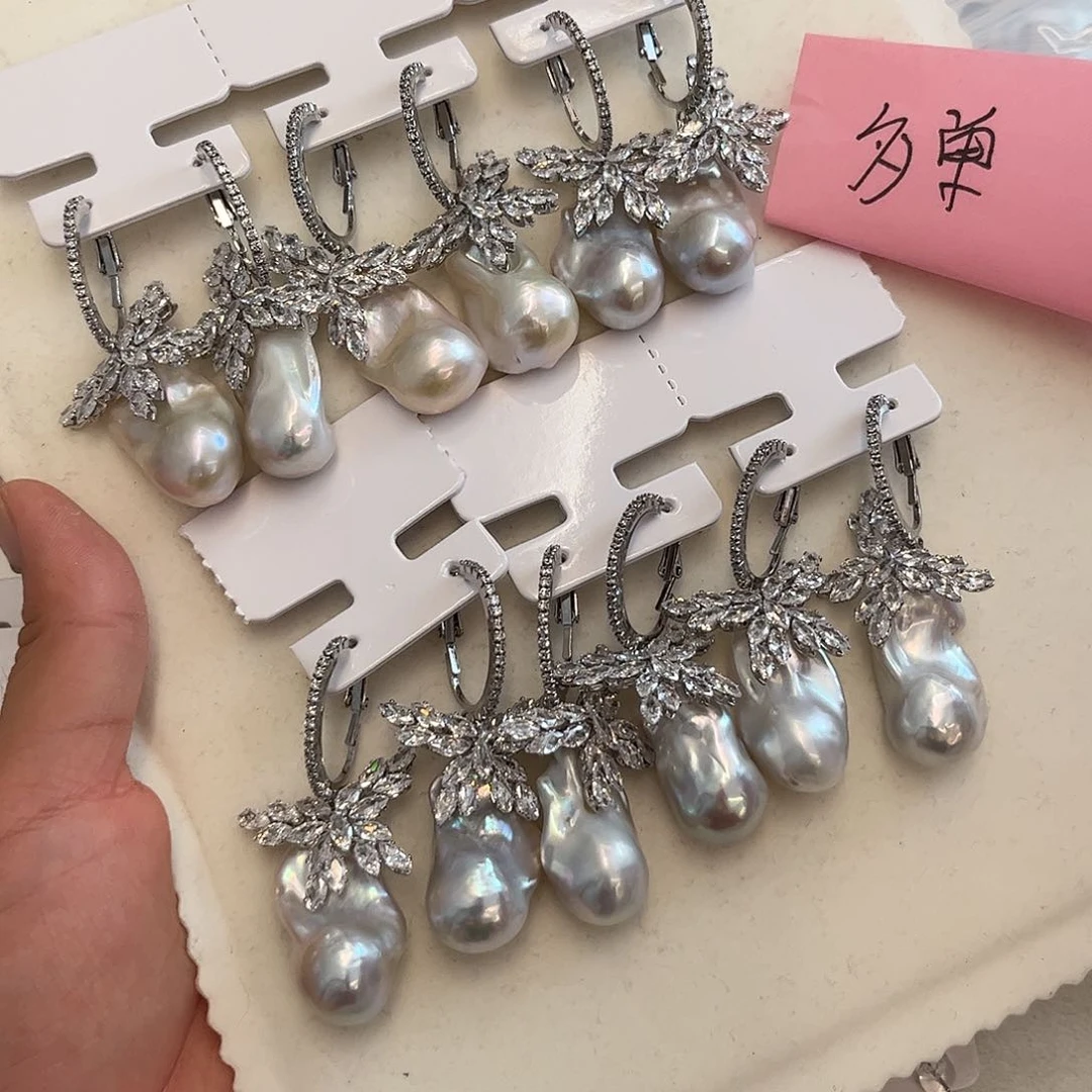 合金淡水珍珠耳饰