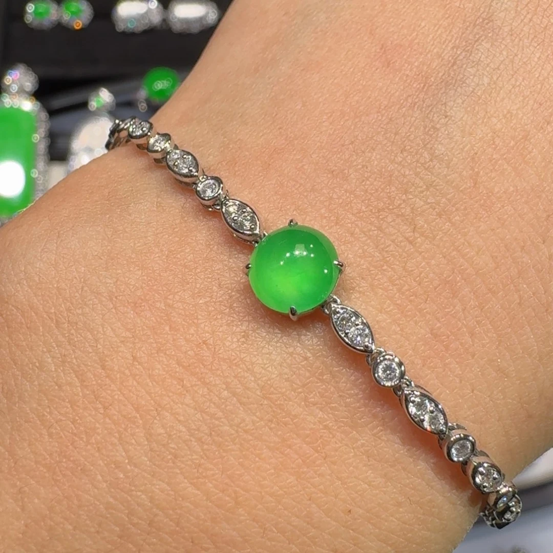 翡翠18K金镶嵌手链收到货48小时鉴赏期