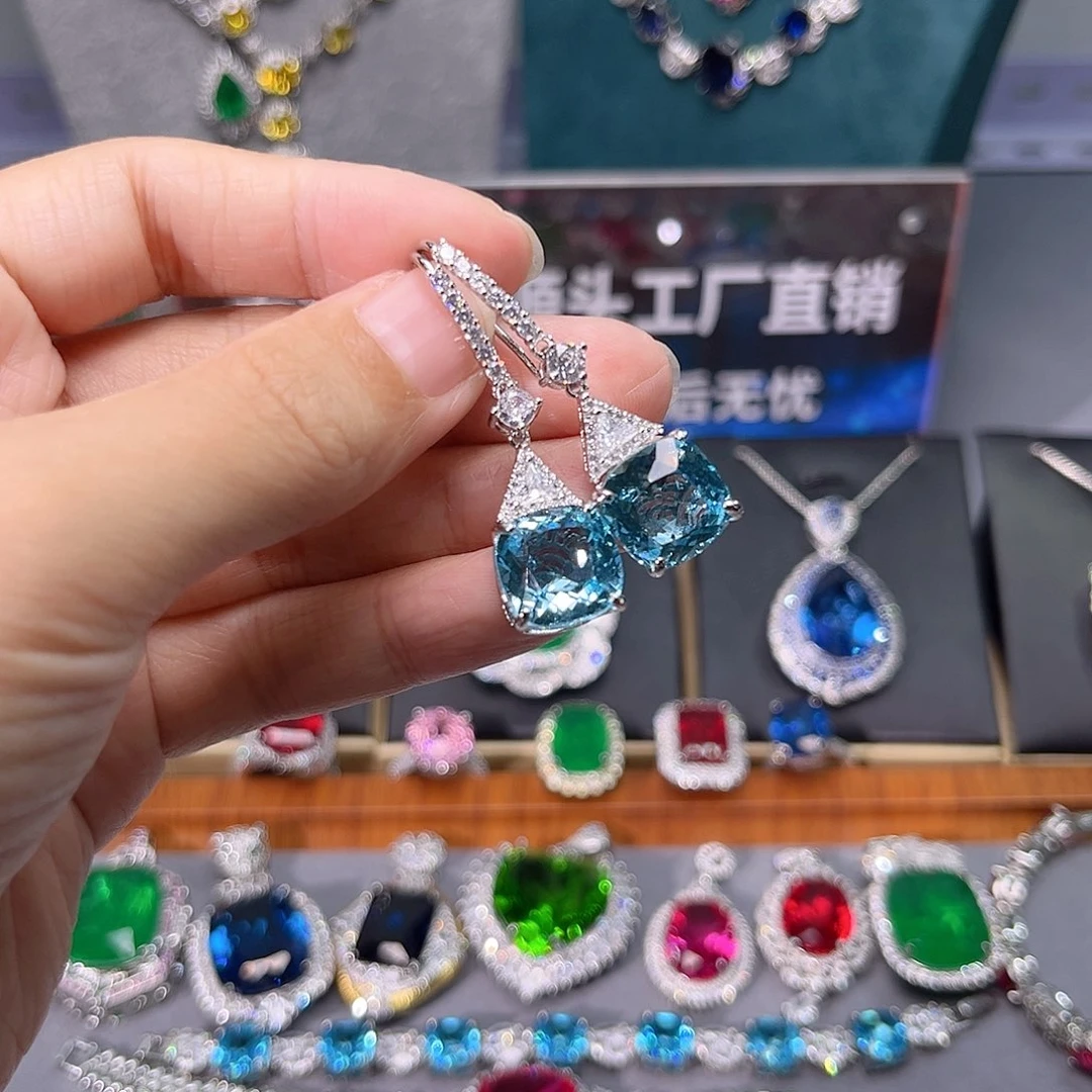 海蓝宝石戒圈银S925镶嵌213