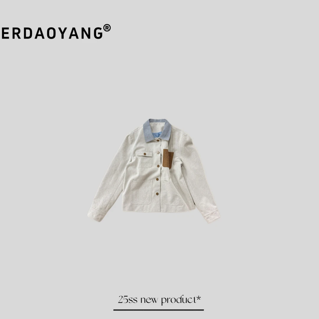 ERDAOYANG "首尔旧刊" 早春简约口袋撞色领口外套WT6100