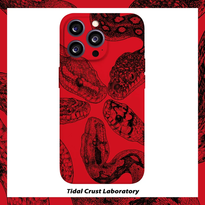 国风红色蛇年苹果16PROMAX手机壳15/14/13保护套小米11防摔