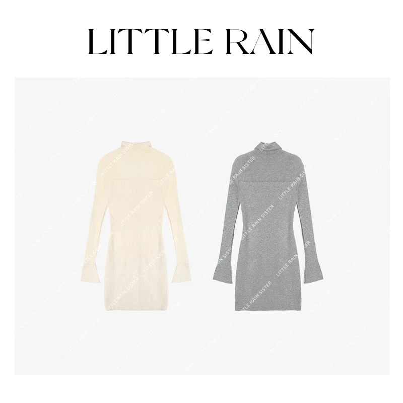 小雨姐姐新款【欲嗲缪斯】性感微透高领修身显瘦包臀针织连衣裙女