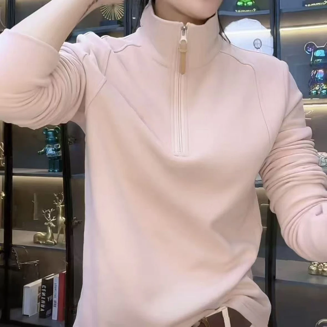 【清仓捡漏】2025秋冬新款半拉链德容长袖卫衣时尚立领T恤上衣女