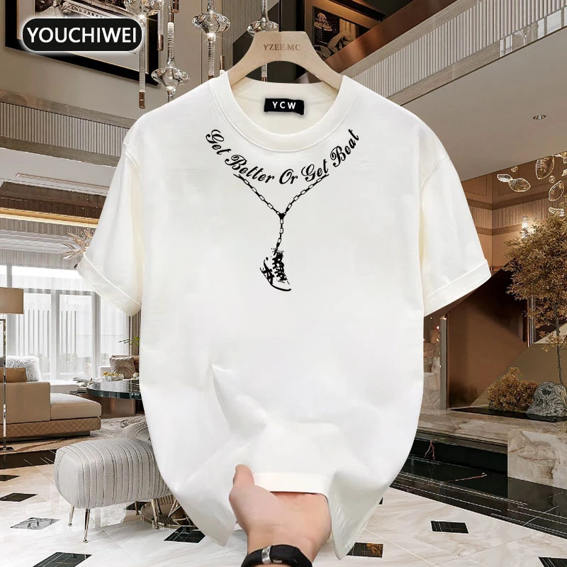 优驰威痞帅棉领口印花T恤青年男女夏季ins街头潮流宽松百搭短袖