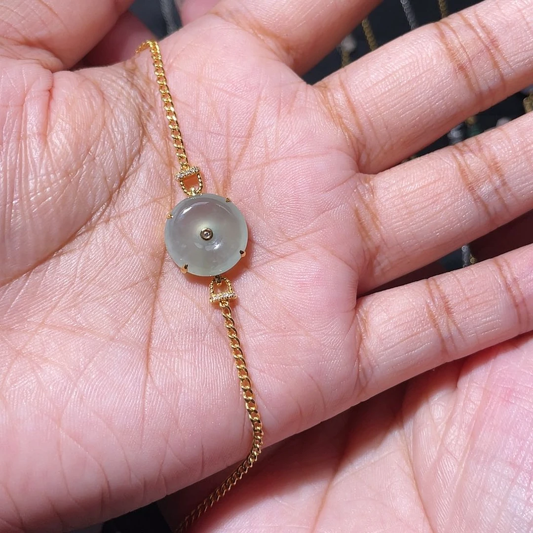 吊坠(不含链)18K金镶嵌翡翠