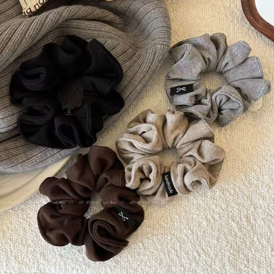 慵懒感软糯针织小肠发圈女时尚通勤低马尾发绳简约扎头绳