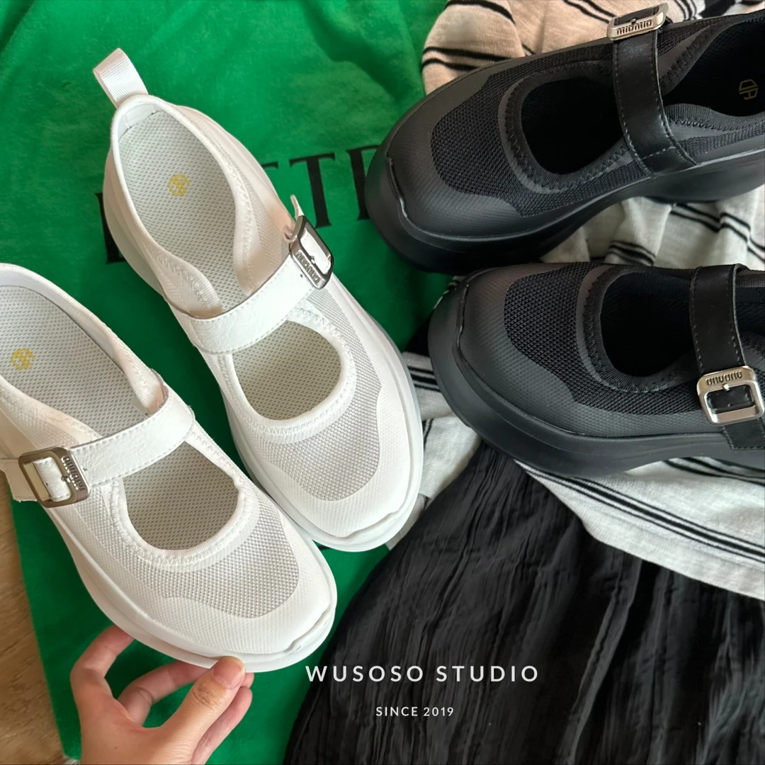 【soso】25ss｜7cm厚底增高透气网面轻便发泡大底玛丽珍凉鞋