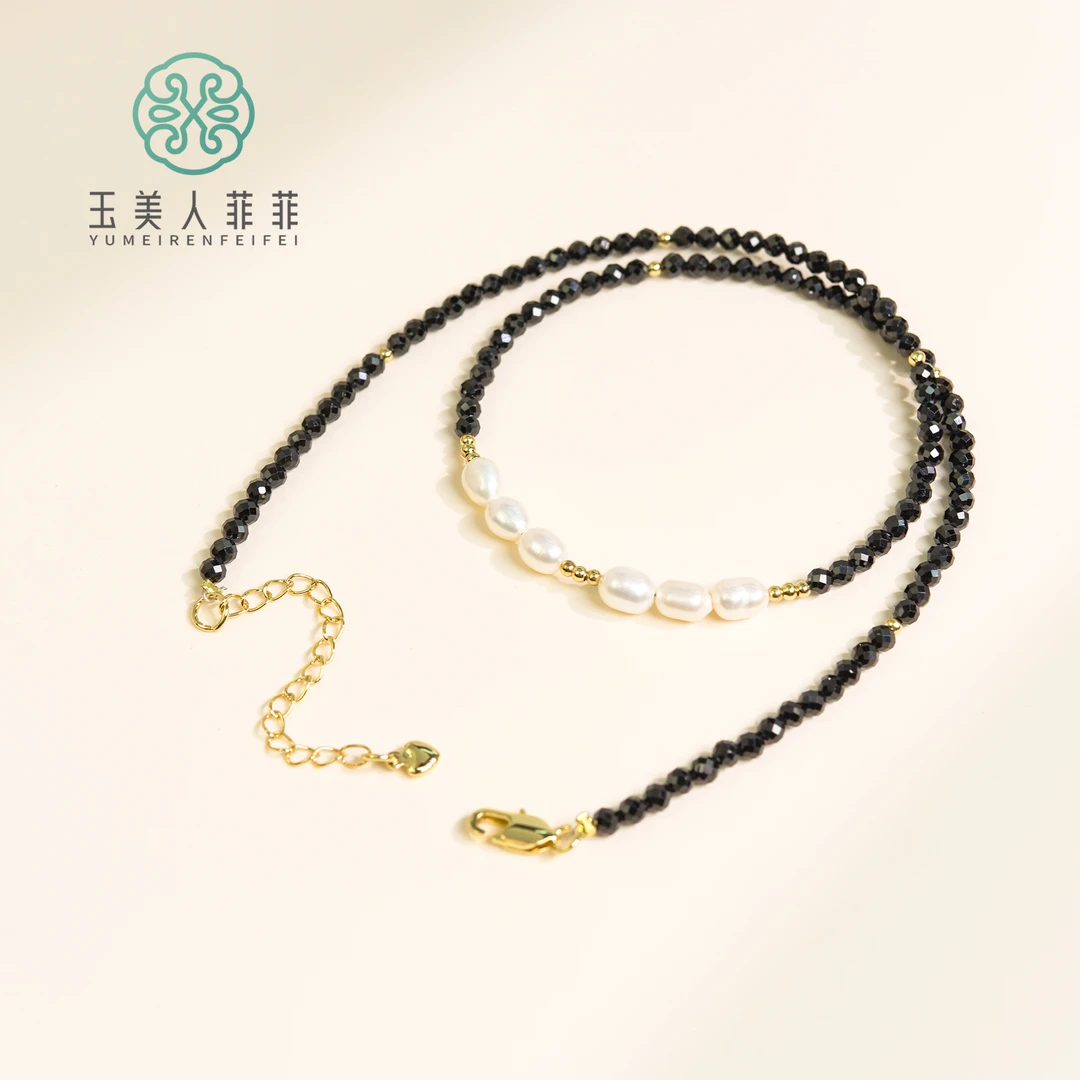 玉美人菲菲/S925黑尖晶项链约3mm
