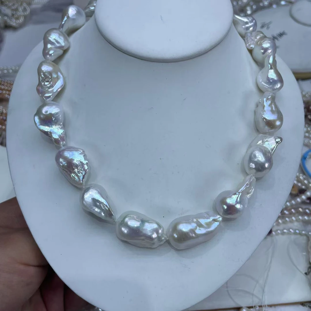 合金项链 123项链饰品强光超大白色巴洛克20+mm时尚百搭经典气质