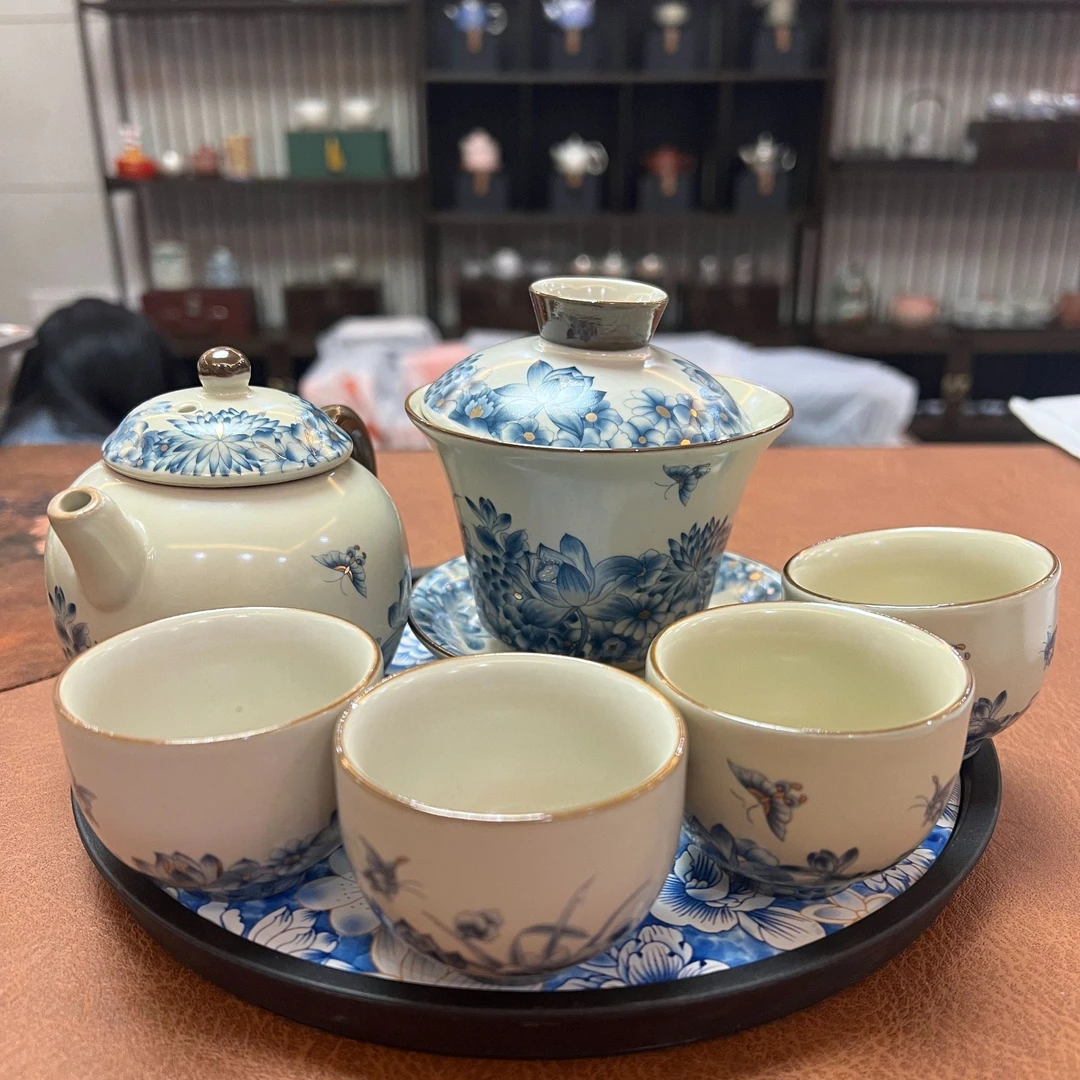 蝶恋花一壶一盖+四个客杯+万花干泡茶盘 ZH2399