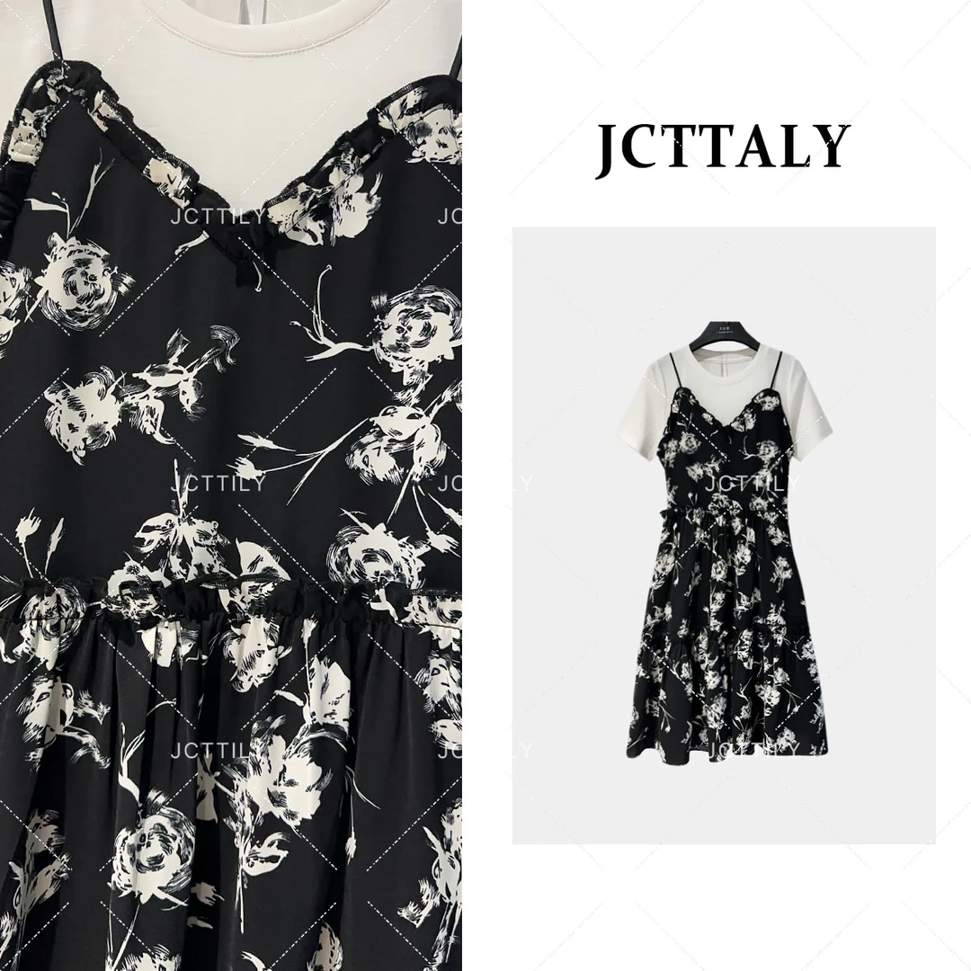 【linda】【28】蝴蝶效应 假两件短袖连衣裙微胖显瘦连衣裙JC-A2910