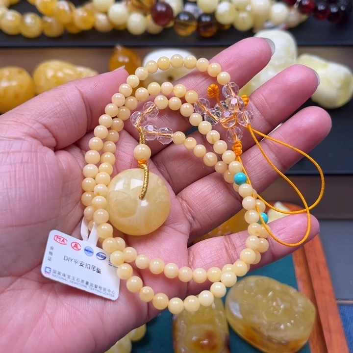 琥珀未镶嵌珠宝奇石M48号锁骨链