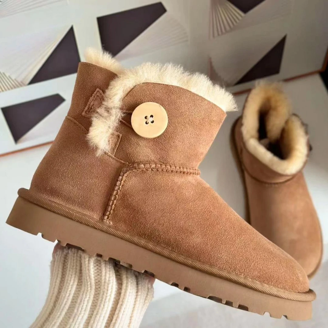 【3352木扣】桑坡羊皮毛一体雪地靴低帮雪地靴时尚短筒雪地靴冬季