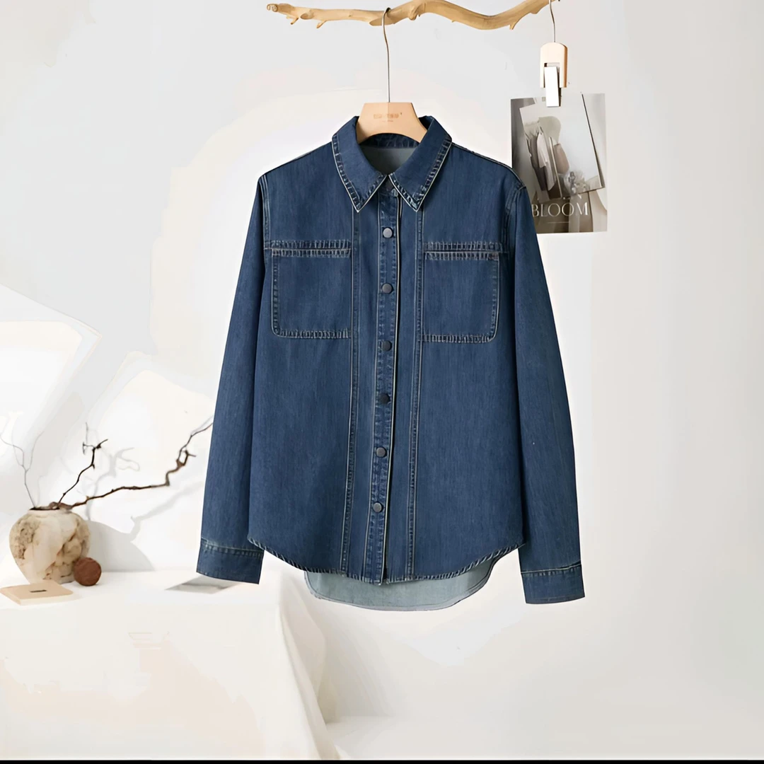 全精品／高棉牛仔衬衫女秋新款长袖衬衣宽松显瘦叠穿气质(1199)