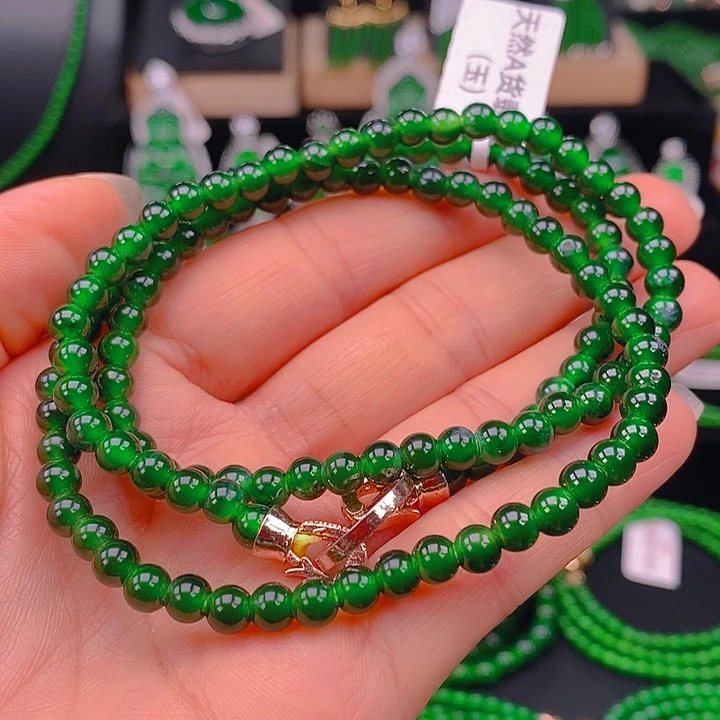 翡翠未镶嵌耳饰天然A货翡翠珠链卡5