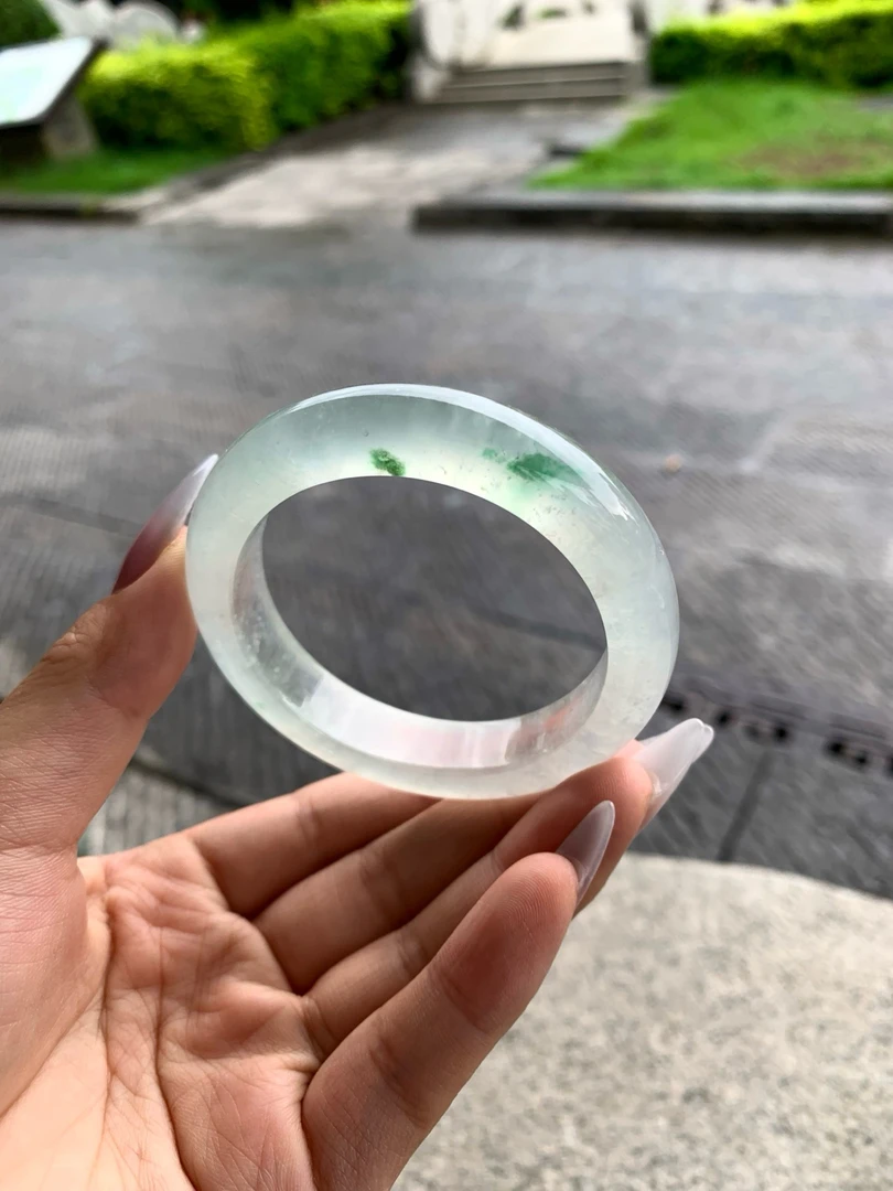 天然缅甸a货翡翠高冰卡52/52泥鳅背厚装戴