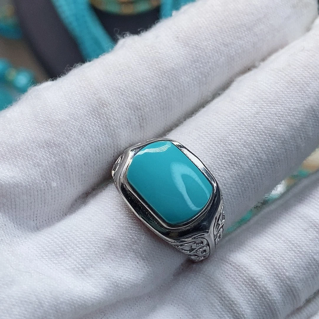 绿松石银S925镶嵌戒指